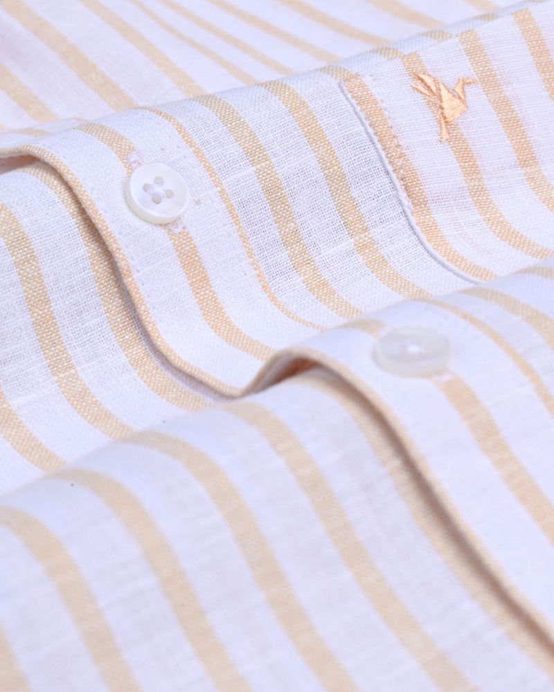 Rust Orange and White Stripes -Full-Bamboo Linen