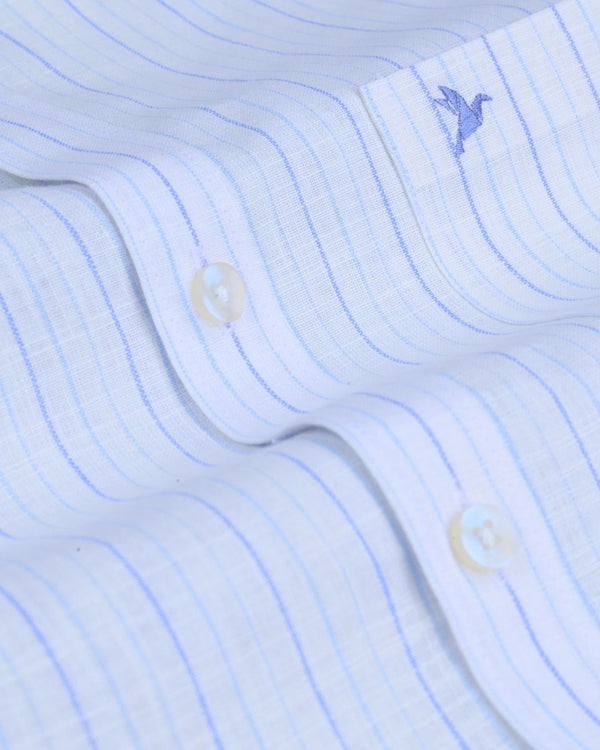 White Snow Stripes -Full-Bamboo Linen
