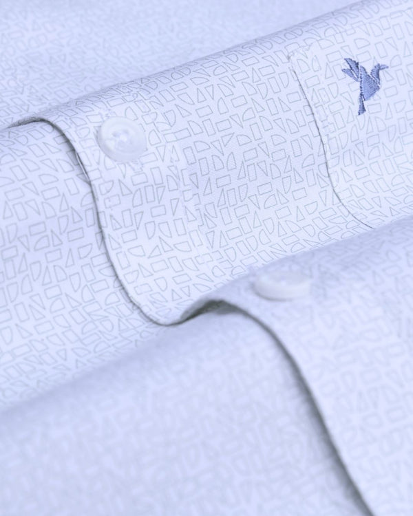 White Geometric print - Half Sleeve - Stain Proof