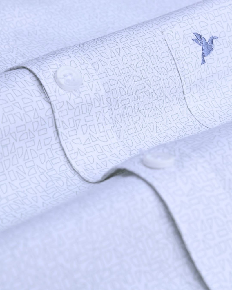White Geometric print - Half Sleeve - Stain Proof