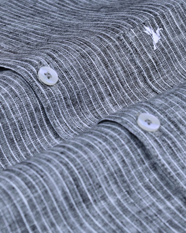 Vintage Black Stripes -Full-Bamboo Linen