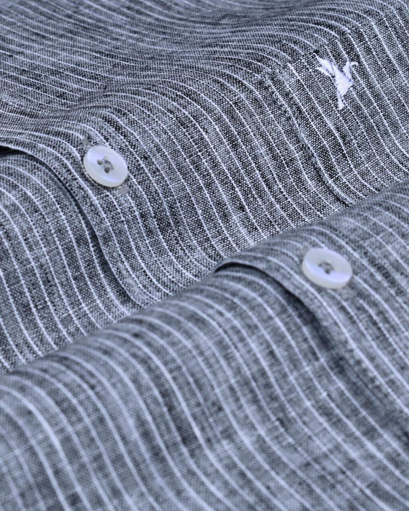 Vintage Black Stripes -Full-Bamboo Linen