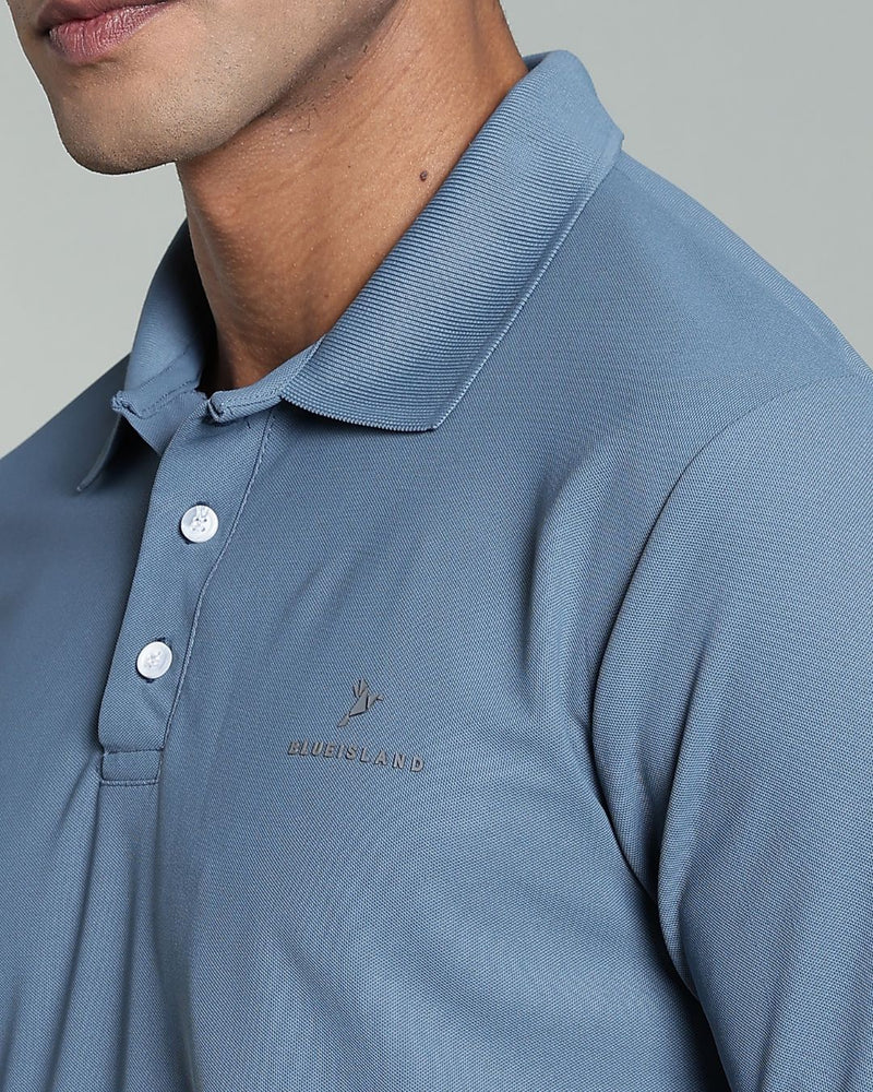 Bluish Grey - Active wear Polo Tshirt