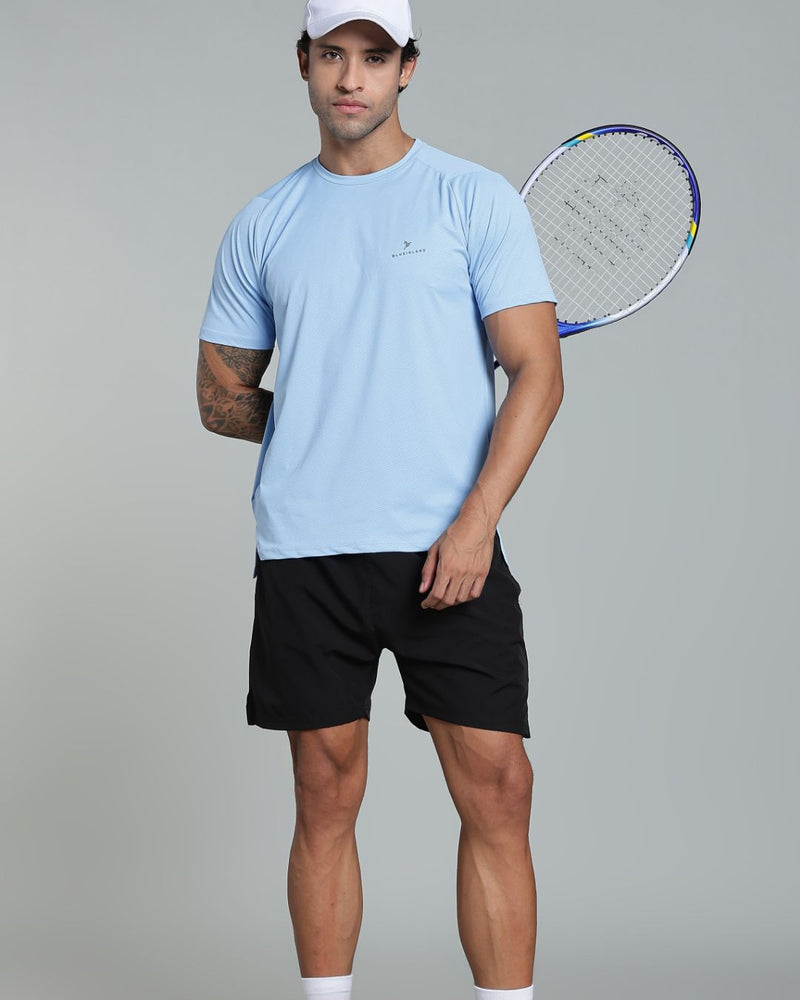 Cloud Blue  - Active wear Round neck Tshirt
