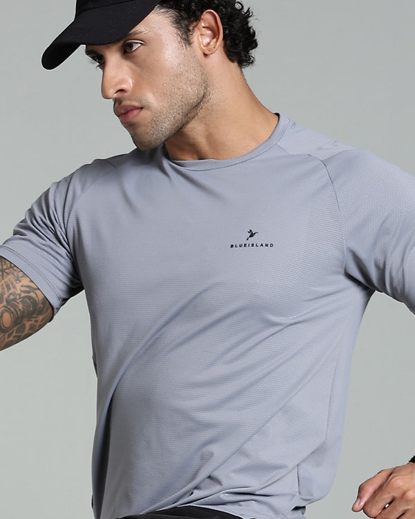 Silver Grey - Active wear Round neck Tshirt