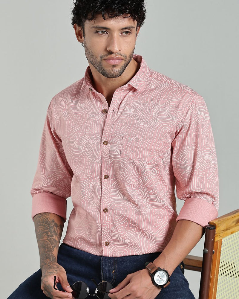 Pastel Pink Wavy Lines Print-Full-Stain Proof