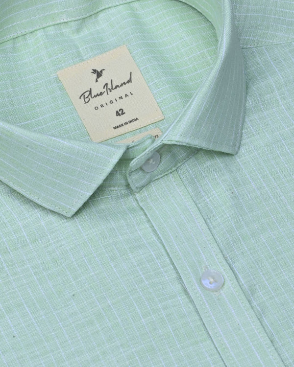 Green Mini Stripes -Full-Bamboo Linen