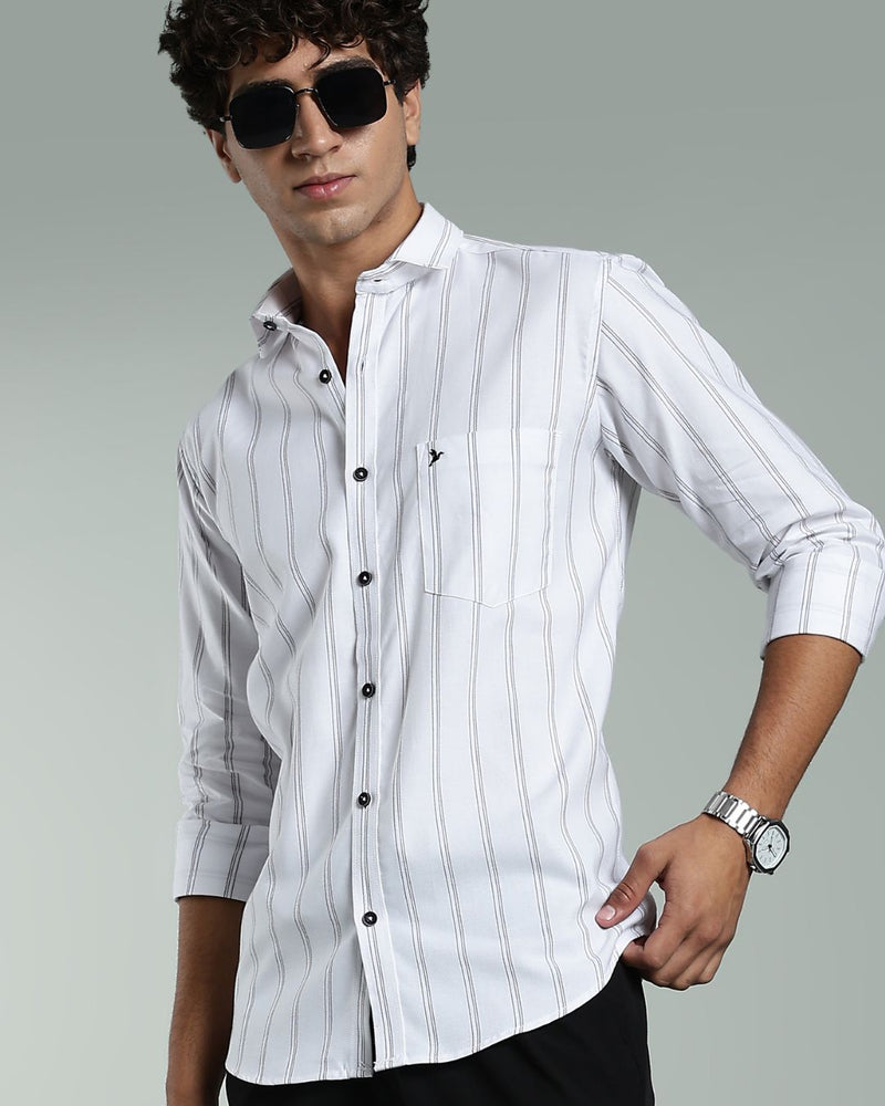 White & Black Multi Line Stripes- Full-Stain Proof