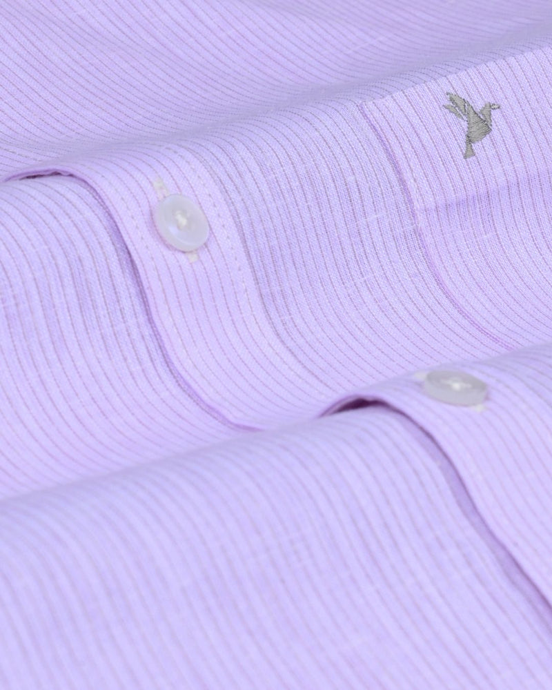 Violet Small Stripes -Full-Bamboo Linen
