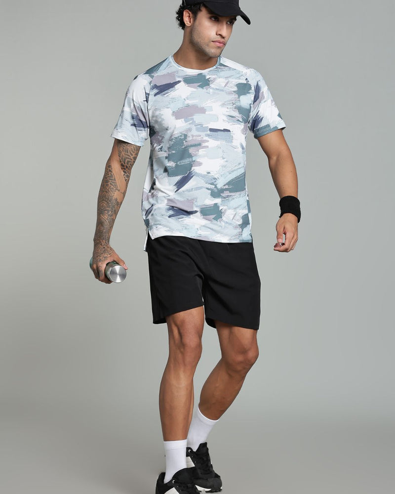 Camo Green Splash - Active wear Round neck Tshirt