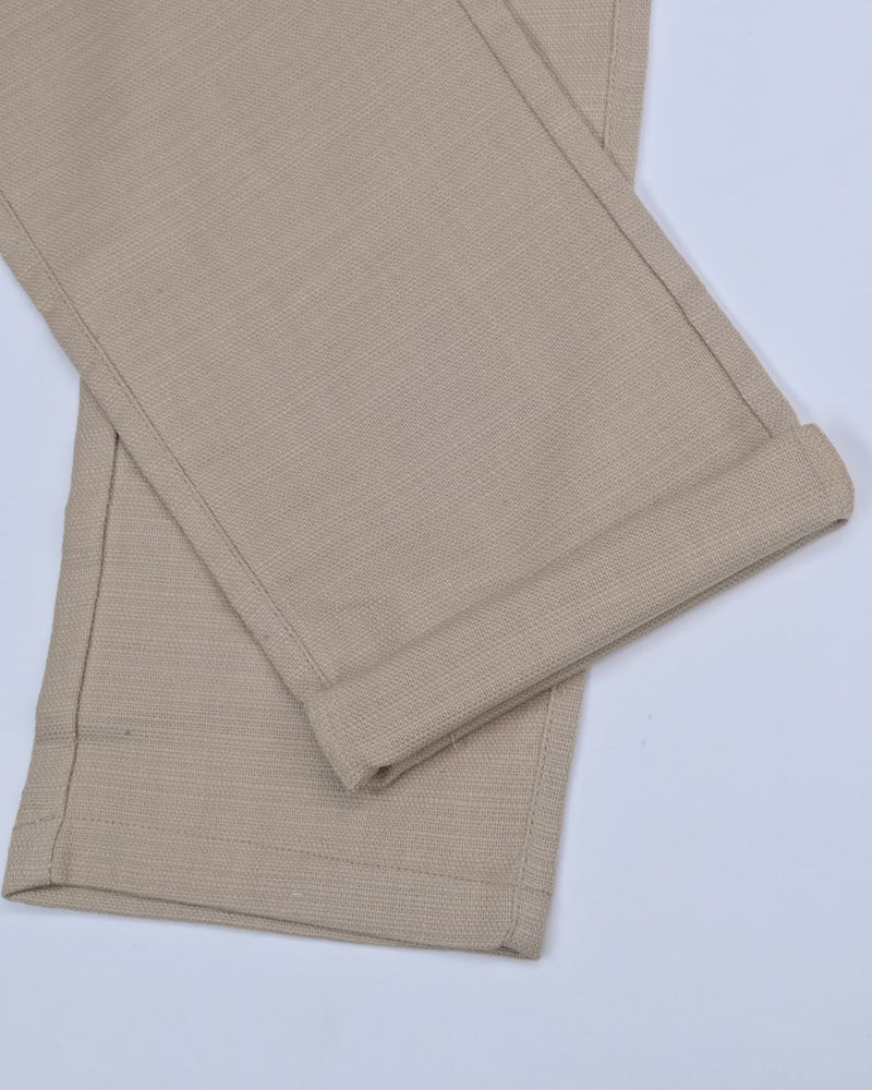Textured Dark Cream - 2 way stretch - COTTON PANT