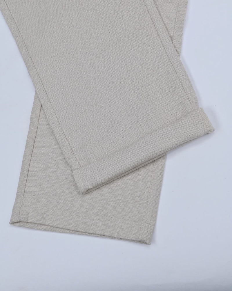 Textured Cream - 2 way stretch - COTTON PANT