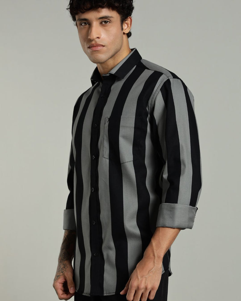 Black Twin Stripes -Full-Stain Proof