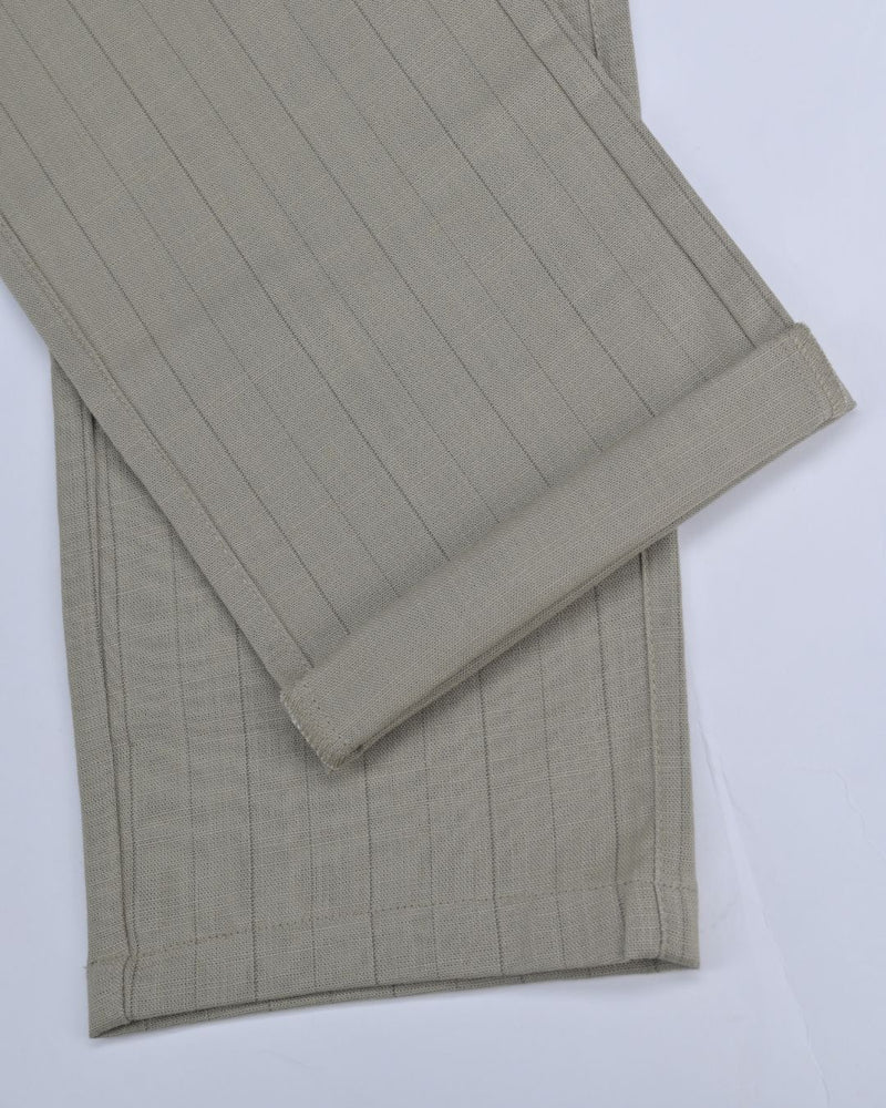Lite Khaki Vertical Stripes - 2 way stretch - COTTON PANT