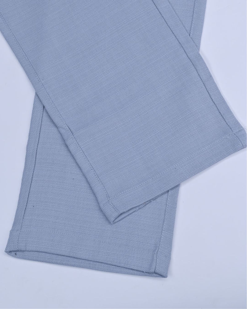 Textured Bluish Grey - 2 way stretch - COTTON PANT