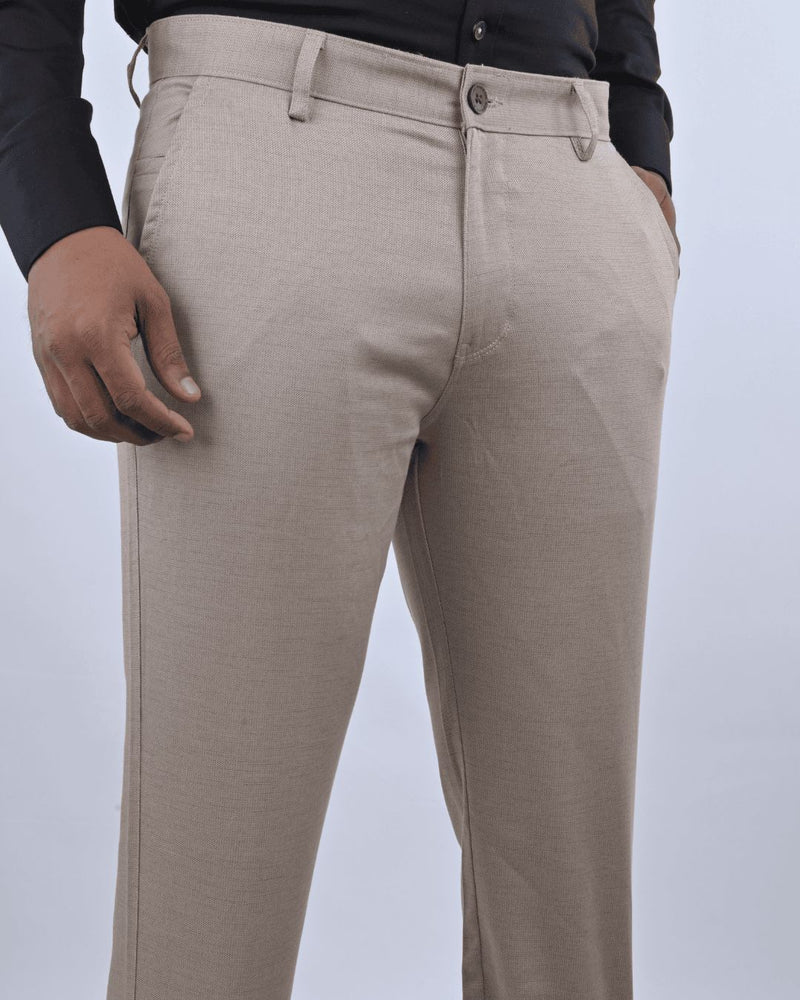 Dark Cream Steel Printed - 2 way stretch - COTTON PANT