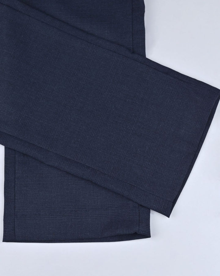 Dark Blue Cross Line Checked - Wrinkle free Formal Pant
