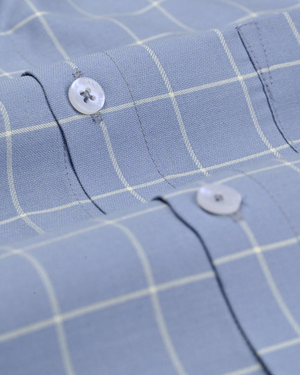 Metal Blue Checks- Full-Cotton Rich