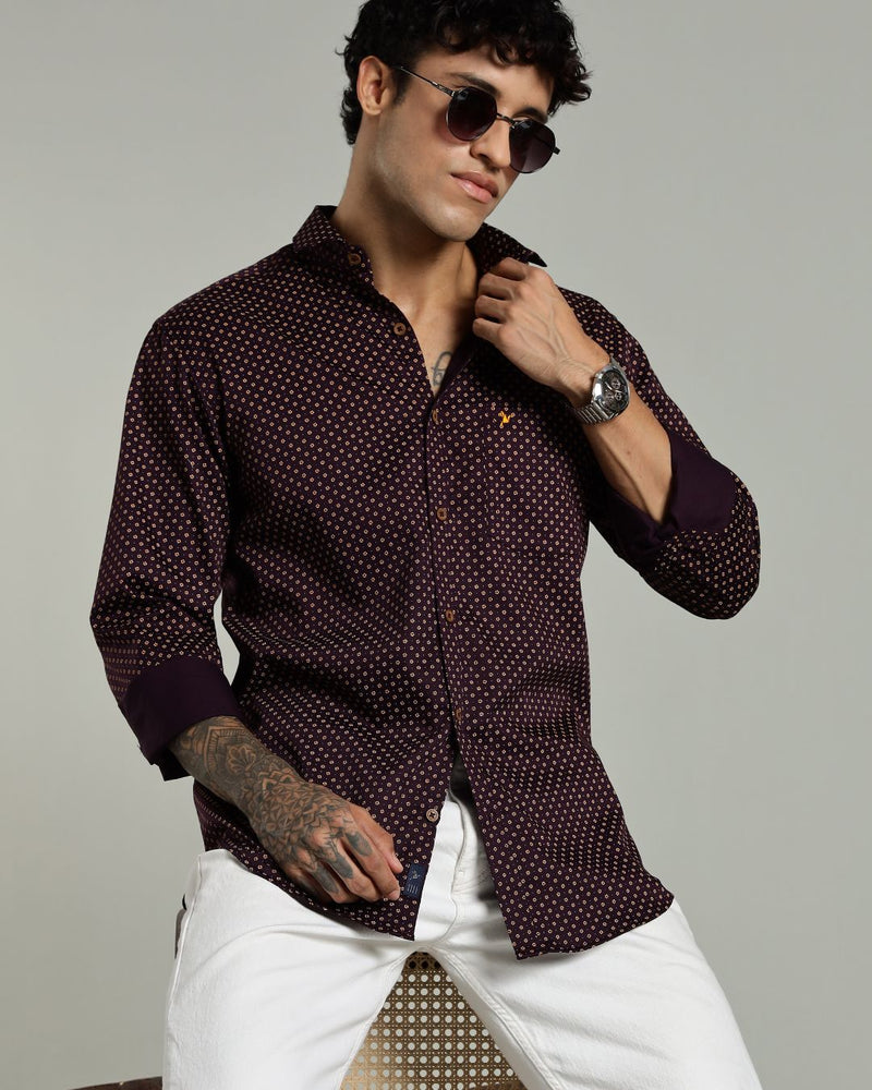 Wine Floral Print-Full-Stain Proof