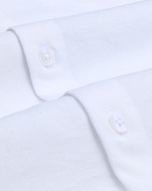 Pearl White Micro Dotted  Line - Half Sleeve - Airlite Shirt
