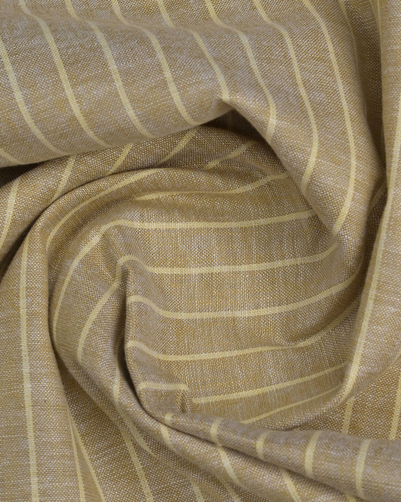 Wheat Brown and Yellow Stripes -Full-Bamboo Linen