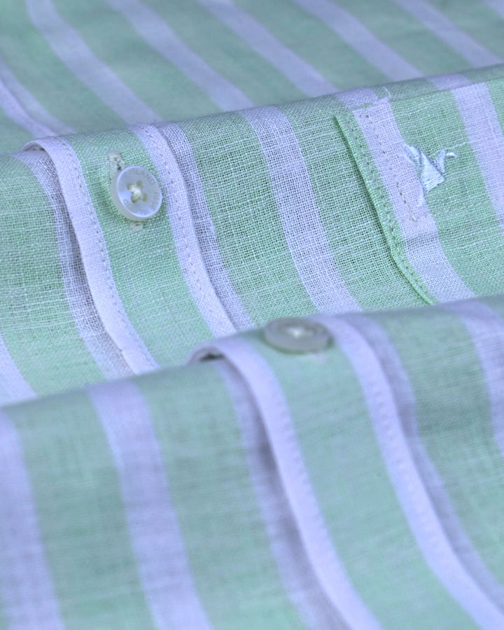 Mild Pistah Broad Stripes -Full-Bamboo Linen