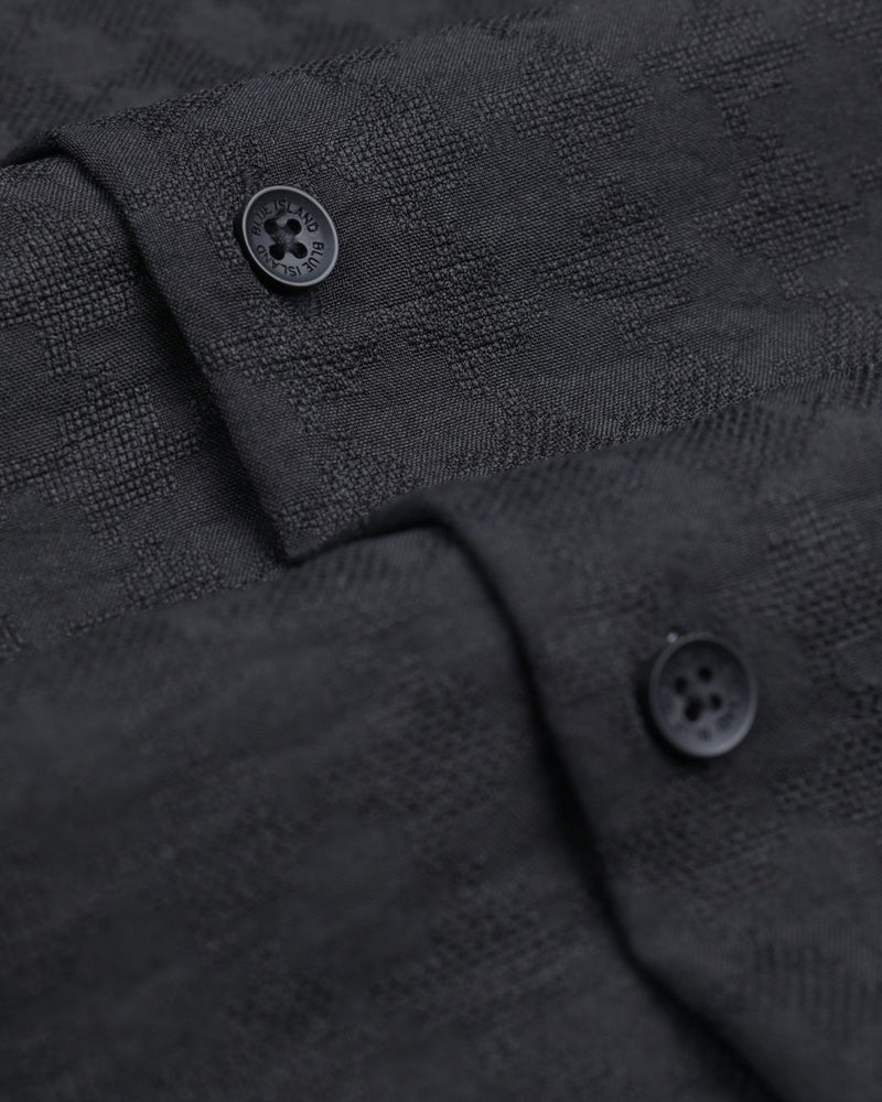Ink Black Micro Dotted  Line - Half Sleeve - Airlite Shirt