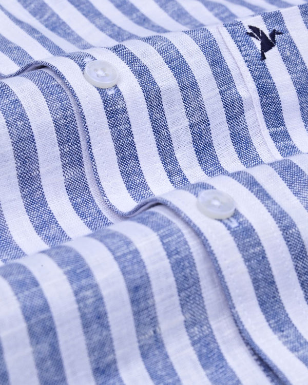 Marine Bold Stripes  -Full-Bamboo Linen