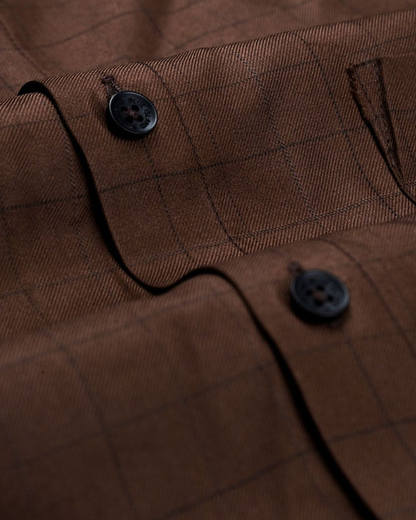 Chocolate Brown Checks- Full-Cotton Rich