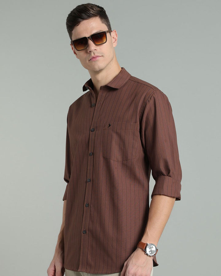 Choco Brown Vertical Stripes -Full-Stain Proof