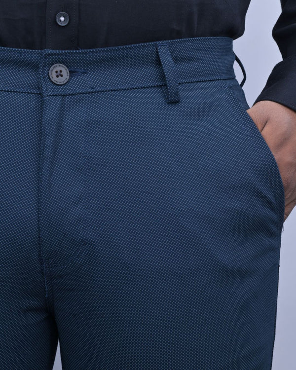Navy Diamond Printed - 2 way stretch - COTTON PANT