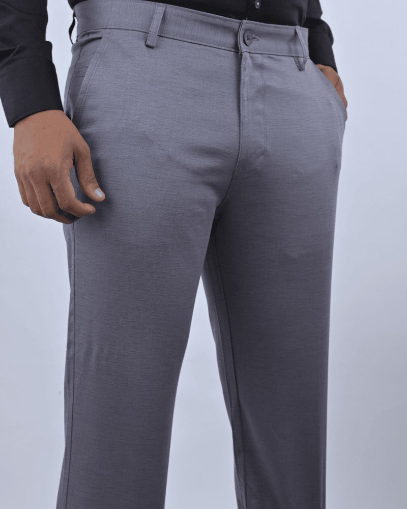 Ash Grey Dot Printed - 2 way stretch - COTTON PANT