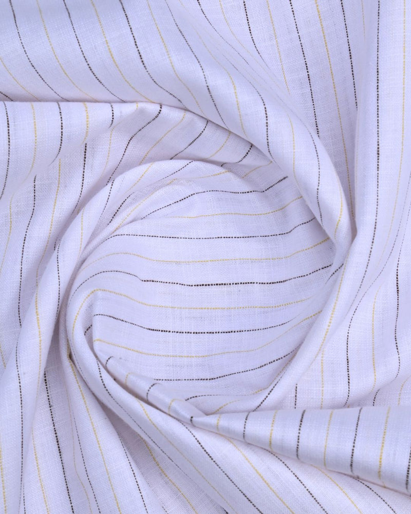 Milky White Multi Line Stripes -Full-Bamboo Linen