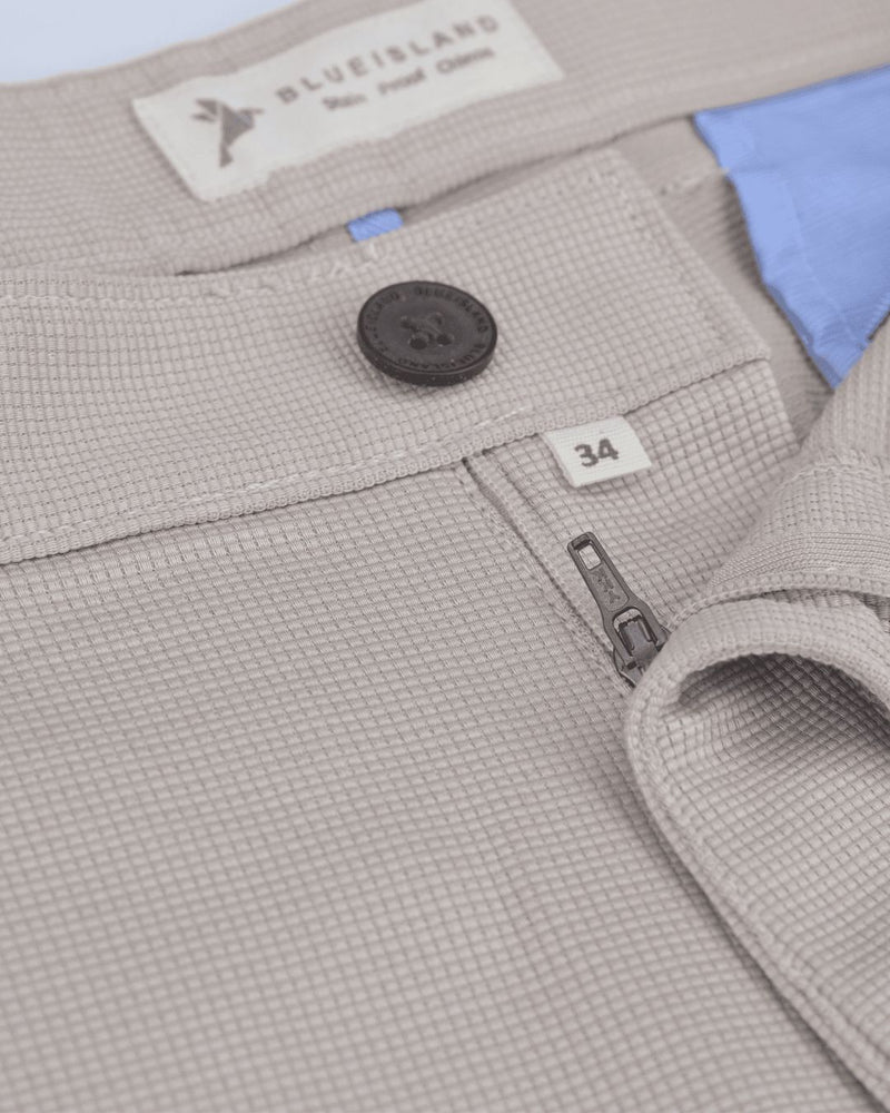 Cream Square Checked - 2 way stretch - COTTON PANT