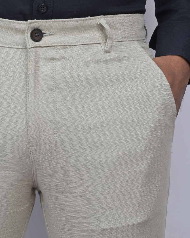 Textured Beige Cream - 2 way stretch - COTTON PANT