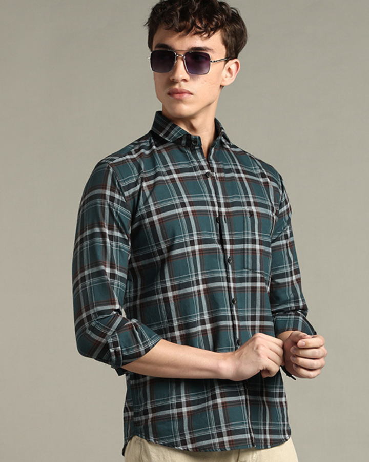 Teal Green & Brown Checks -Full-Stain Proof