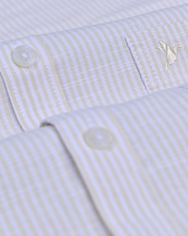 Sandal Mini Stripes -Full-Cotton Linen Shirt