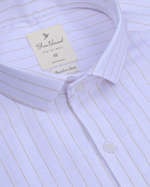 Golden White Stripes -Full-Bamboo Linen