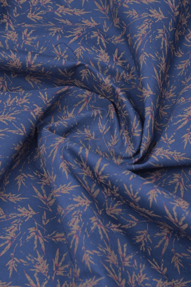 Dark Blue Leaf Print -Full-Stain Proof