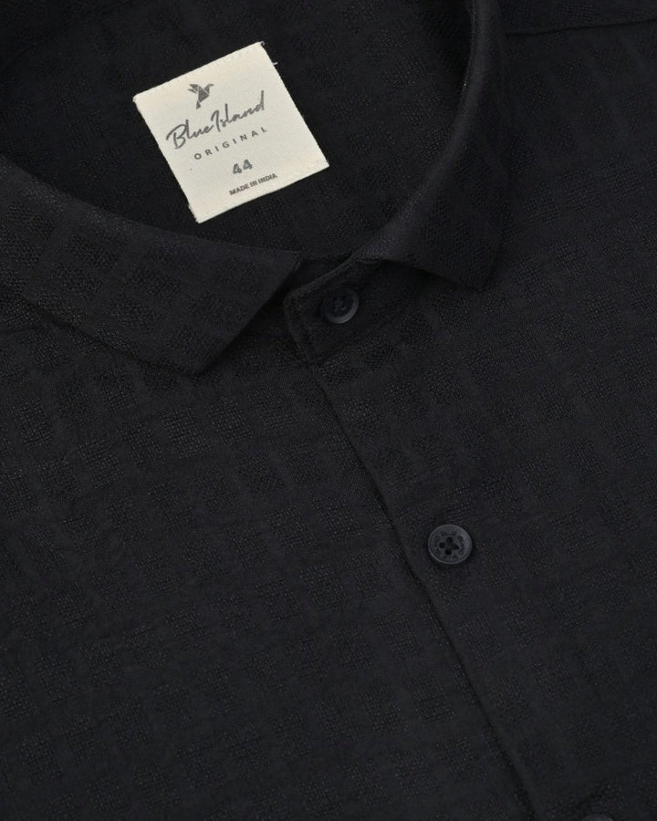 Black Grid Weave - Half Sleeve - Airlite Shirt