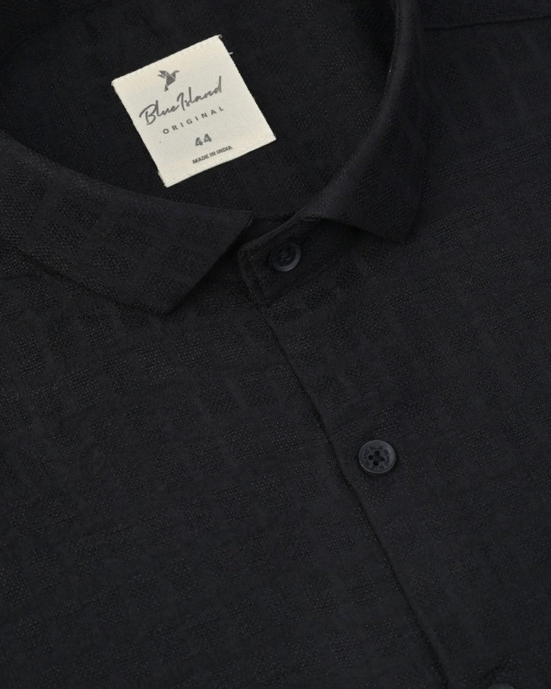 Black Grid Weave - Half Sleeve - Airlite Shirt
