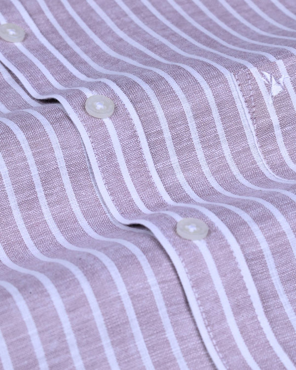 Mild Maroon & White Stripes -Full-Bamboo Linen