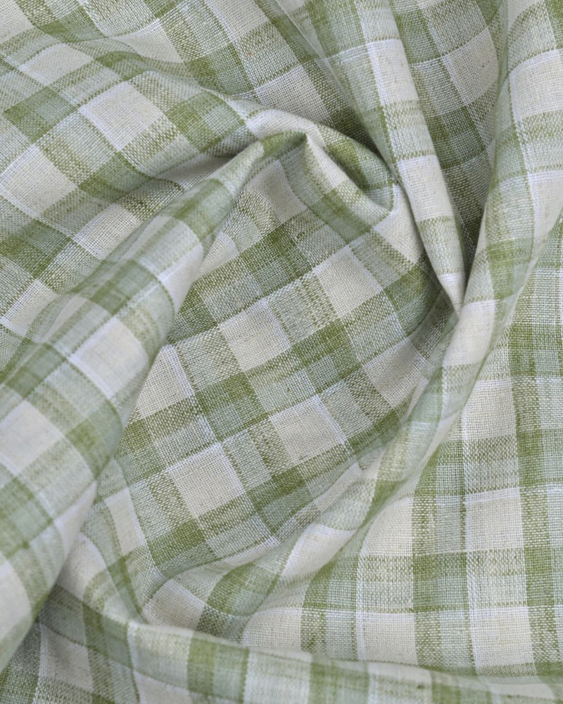 Green Double Line Checks -Full-Bamboo Linen