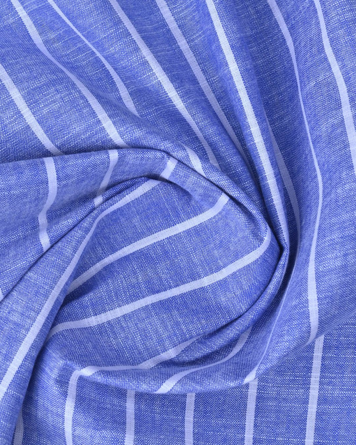 Faded Blue Large Stripes -Full-Bamboo Linen