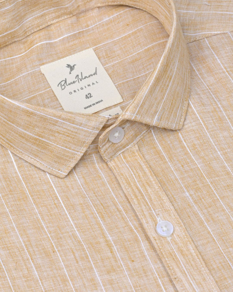 Orange Casual Stripes -Full-Bamboo Linen