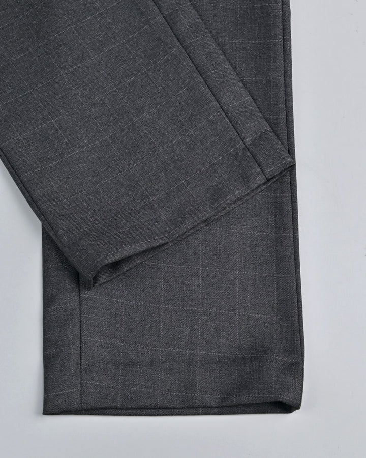 Silver Grey Rectangle Checks - Wrinkle free Formal Pant