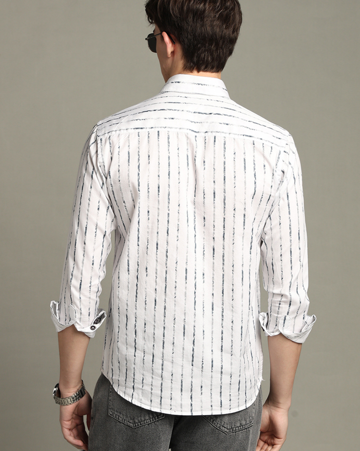White & Military Line Stripes -Full-Stain Proof