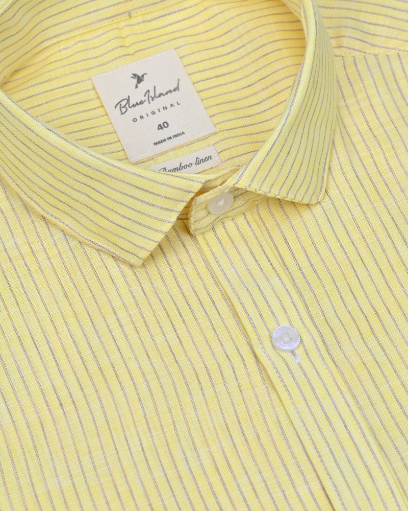 Yellow & Grey Stripes-Full-Bamboo Linen