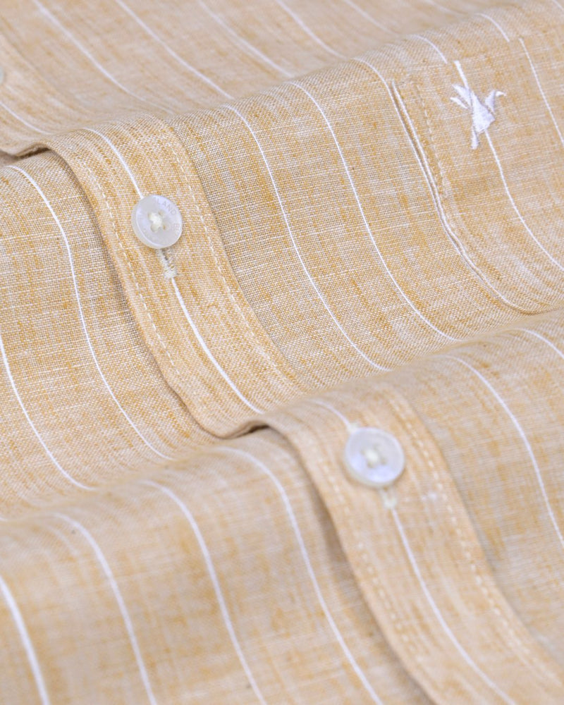 Orange Casual Stripes -Full-Bamboo Linen