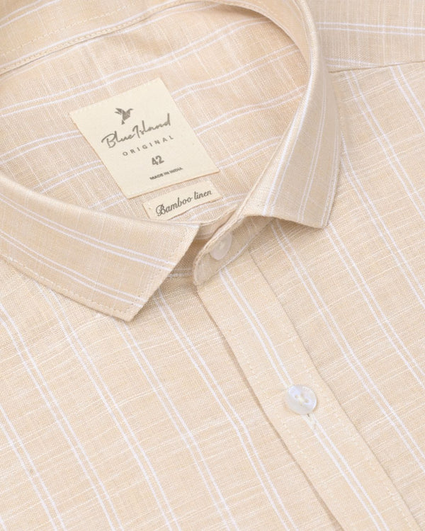 Sandal Cream Double Stripes -Full-Bamboo Linen